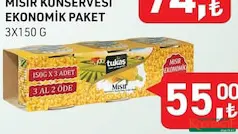 TUKAŞ MISIR KONSERVESİ EKONOMİK PAKET 3X150 G TUKAŞ MISIR KONSERVESİ EKONOMİK PAKET 3X150 G